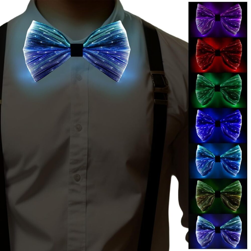 1164 light up bow tie Rechargeable LED Fiber Optic Bowtie 7 Colors & 5